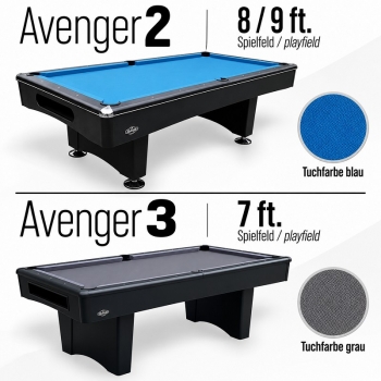 Billardtisch Avenger II Pool 6ft 7ft 8ft 9ft schwarz