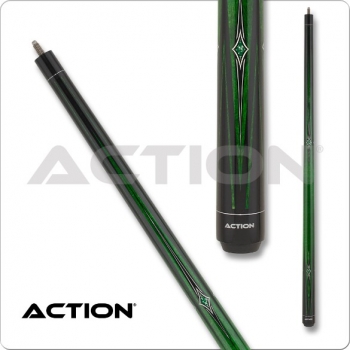 Pool Cue 2-Piece Green Stain w/ Diamonds Pro 13 mm glue on tip, L:145 cm